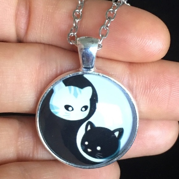 unbranded Jewelry - Yin Yang Black and White Silver Tone Necklace